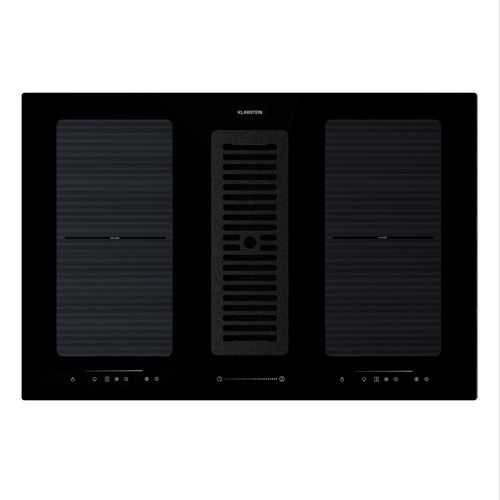 Klarstein 2-in-1 Kochfeld mit Dunstabzug Integriert, Induktionskochfeld mit Dunstabzug für Kücheninsel, Kochfeld mit Integriertem Dunstabzug, 391m³/h Luftstrom, Touch Control, +