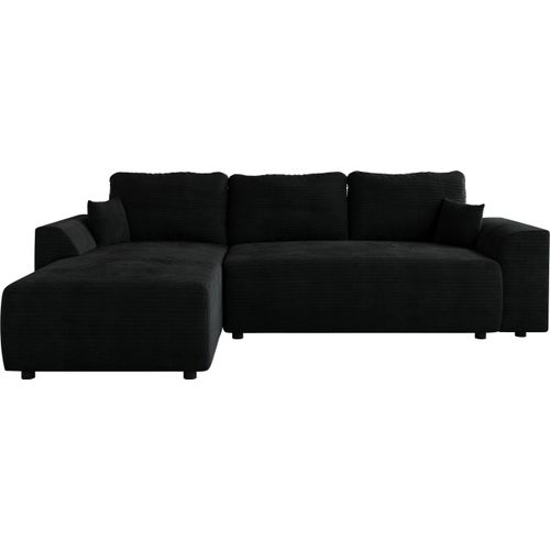 BroMARKT Ecksofa mit Schlaffunktion L-Form Romeo Schwarz