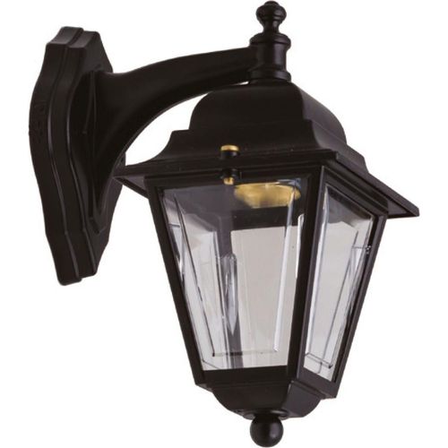 Außenlampe Wand Messing E27 IP43 H: 26 cm Schwarz Rustikal Außenwandlampe