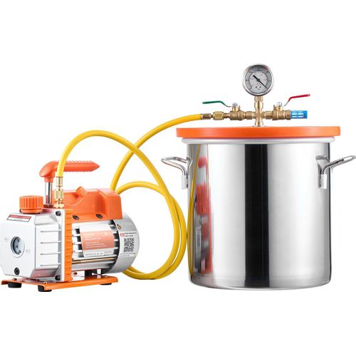 SucceBuy Vakuumpumpe mit 11,4 L Vakuumkammer, 3,5 CFM 99 L/min, 1-stufige Pumpe 180 W, Vakuum-Set mit 1,5 m Schlauch, ideal zur Holzstabilisierung und Entgasung von Silikonharz