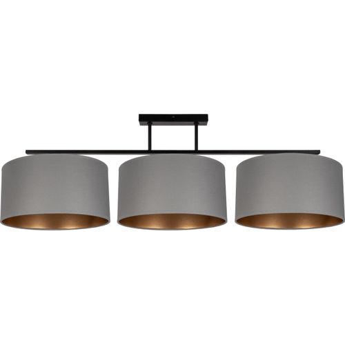 Deckenlampe Stoff Metall E27 in Schwarz Graphit Gold 3-flammig länglich Modern Deckenleuchte