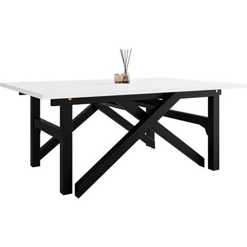 MIRJAN24 Couchtisch und Esstisch Xena Bis, 2-in-1, Rahmen aus Stahl (Farbe: Schwarz / Arktisches Weiß)