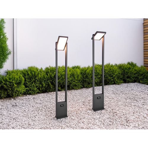 2er SET schwenkbare Hybrid Wegeleuchten mit Strom Solar und Bewegungsmelder