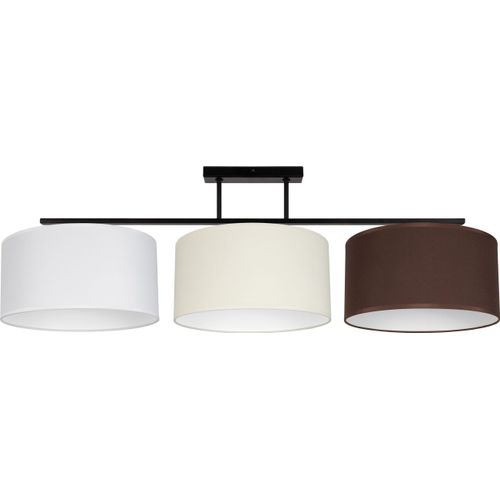 Deckenlampe Metall Stoff Schwarz Weiß Ecru Braun E27 3-flammig länglich Modern Deckenleuchte