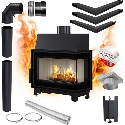 KRATKI SIMPLE Rechter Luftkamin-Einsatz 6kW Eco Rekuperation SET