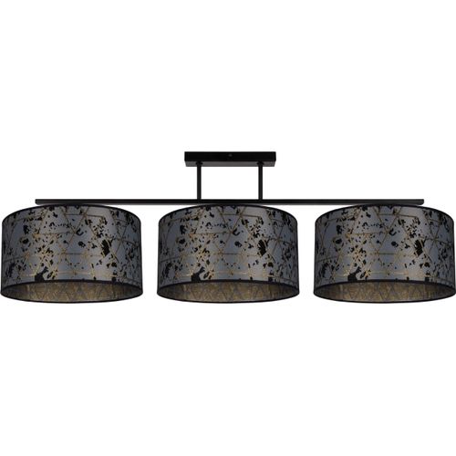 Deckenlampe Metall Stoff Schwarz Graphit E27 3-flammig länglich Modern