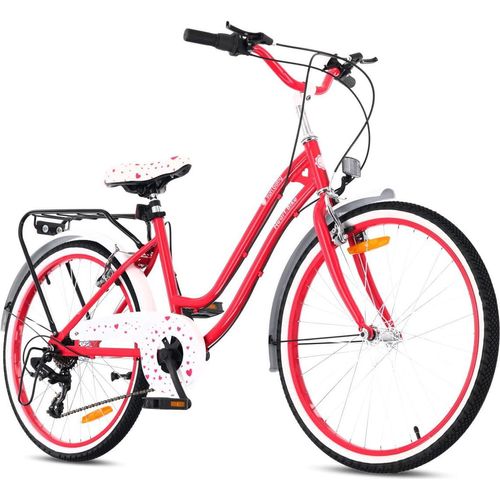 Mädchen fahrrad 24 Zoll für das Heilige Abendmahl mit SHIMANO 7-Gang Heart Bike rosa
