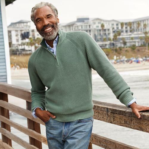 DRIFTER Pullover mit Reißverschluss, Herren,  Grün, Baumwolle, by Lands' End