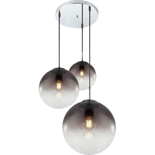 RGB LED Hängelampe Chrom Glaskugeln rauch Höhe 120 cm, VARUS