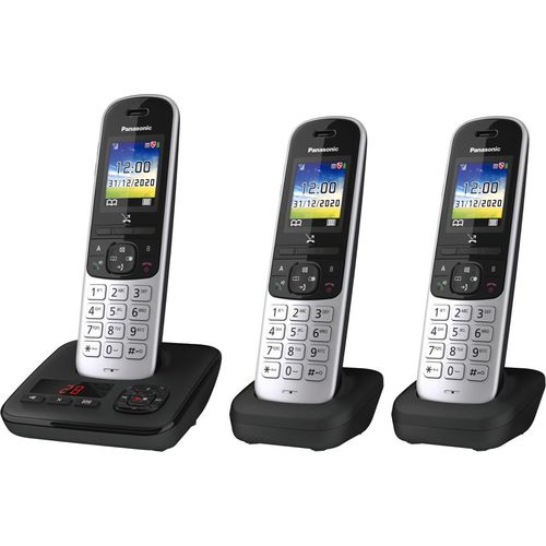 Panasonic KX-TGH723GS Schnurloses Telefon-Set mit Anrufbeantworter silber-schwarz