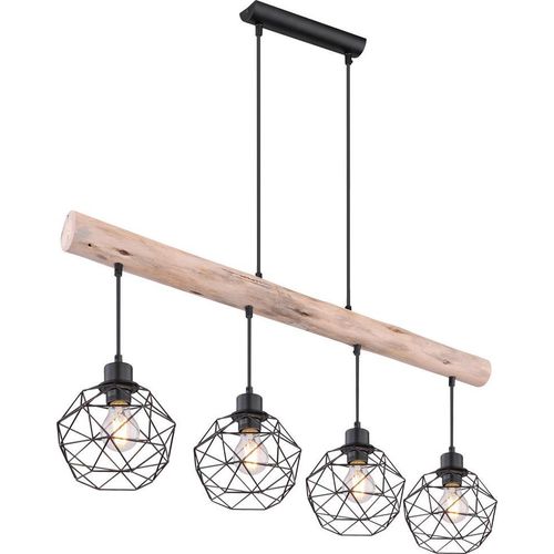 LED Hängeleuchte, Holz, Gitter Design, L 85 cm, THEODOR