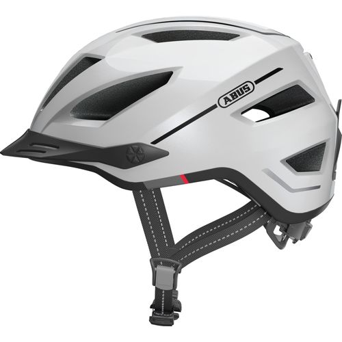 ABUS Stadthelm Pedelec 2.0 - Fahrradhelm mit Rücklicht und Regenhaube - für den Stadtverkehr - für Damen und Herren - Weiß, Größe M (52-57 cm)