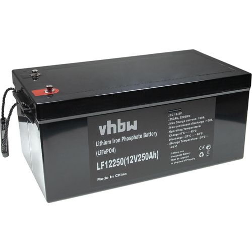 vhbw Akku Bordbatterie für Wohnwagen, Boot, Camping, Wohnmobil (250 Ah, 12,8 V, LiFePO4)