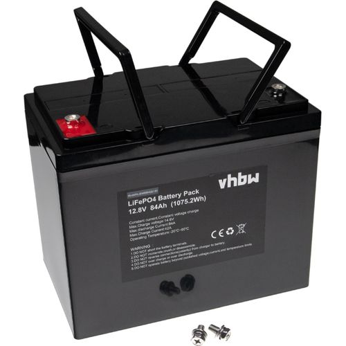 vhbw Akku Bordbatterie für Wohnwagen, Boot, Camping, Wohnmobil (84 Ah, 12,8 V, LiFePO4)