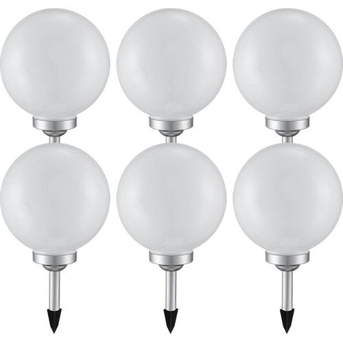 6er Set LED Solarleuchte, Kugel weiß, H 65 cm