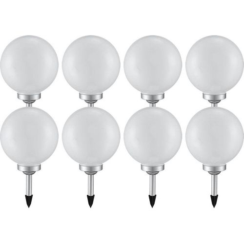 8er Set LED Solarleuchte, Kugel weiß, H 62 cm