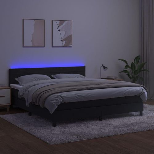 The Living Store Boxspringbett mit Matratze & LED Schwarz 180x200 cm Samt Image