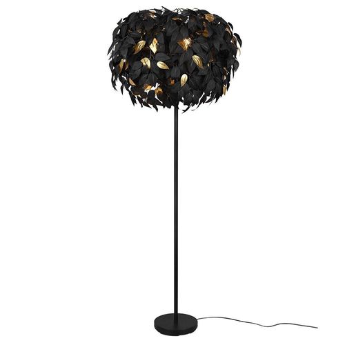 RGB LED Stehlampe, dimmbar, Metall, schwarz gold, H 180 cm