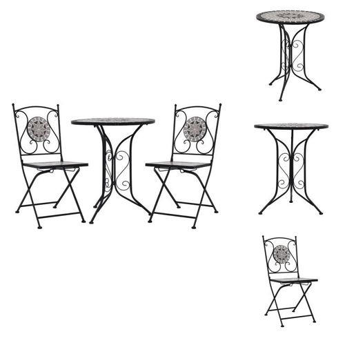 vidaXL 3-tlg. Bistro-Set Mosaik Keramik Grau - Gartenmöbel-Sets