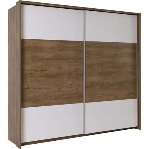 Schiebetürenschrank 230 cm LATIKA Kleiderschrank mit Schiebetüren (2 Schubladen/ 2 Kleiderstangen)