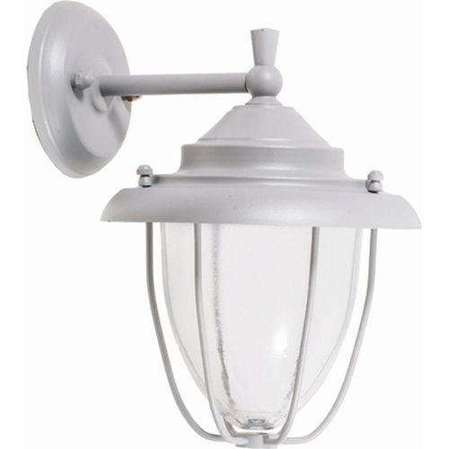 Außenlampe Wand Messing massiv Glas E27 IP23 H: 26 cm Grau Maritim Außenwandleuchte