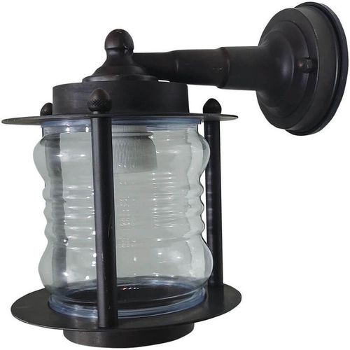 Außenlampe Wand Messing Glas E27 IP23 24 cm hoch Schwarz Antik Maritim Wandleuchte außen