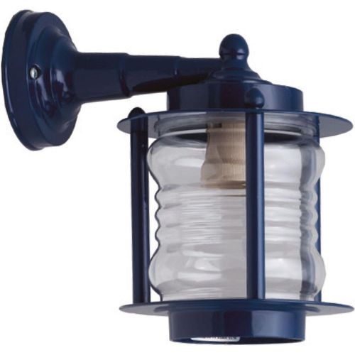 Außenwandlampe Messing Glas E27 IP23 24 cm hoch Blau Maritim Wandlampe außen