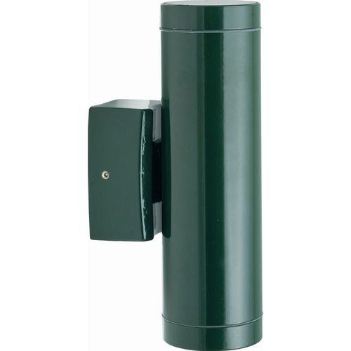 Außenlampe Wand Echt-Messing GU10 IP64 Up Down H: 21 cm Grün 2-flammig länglich Modern Wandleuchte außen