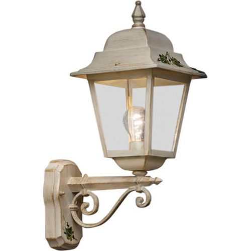 Außenlampe Wand Aluminium 53 cm hoch IP43 in Weiß Gold antik Efeu Dekor E27 Rustikal Außenwandlampe