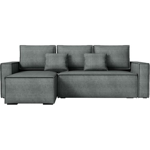 BroMARKT Ecksofa mit Schlaffunktion Dexter Grau Cord Links