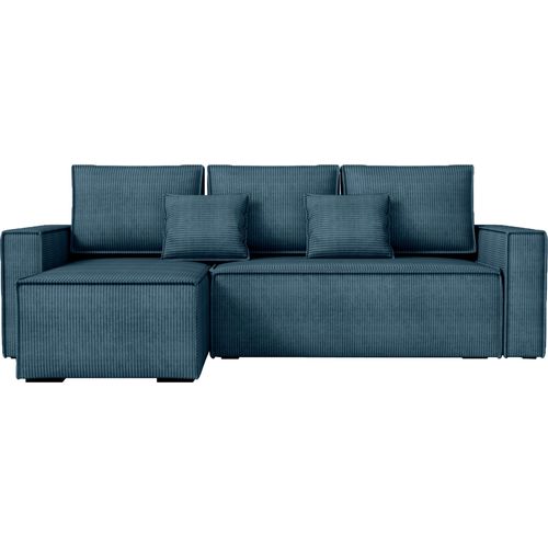 BroMARKT Ecksofa mit Schlaffunktion Dexter Blau Cord Links