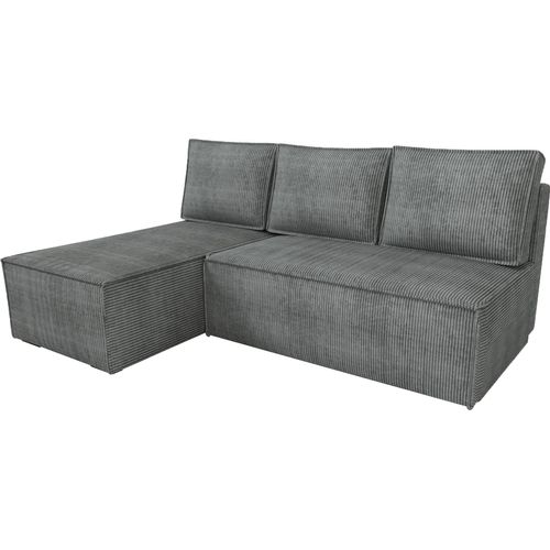 BroMARKT Ecksofa mit Schlaffunktion Hector Grau Cord Links