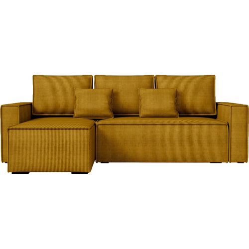 BroMARKT Ecksofa mit Schlaffunktion Dexter Gelb Cord Links