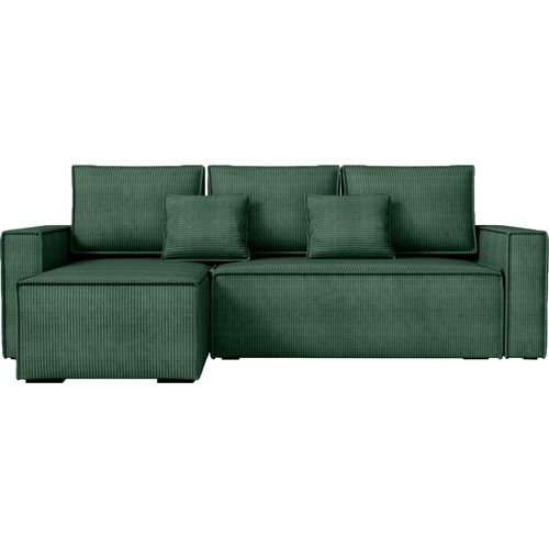 BroMARKT Ecksofa mit Schlaffunktion Dexter Grün Cord Links