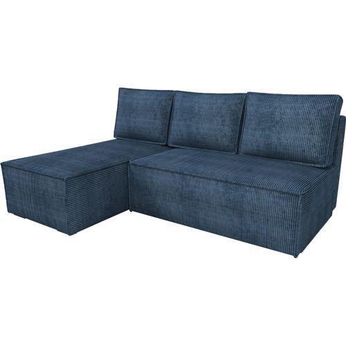 BroMARKT Ecksofa mit Schlaffunktion Hector Blau Cord Links