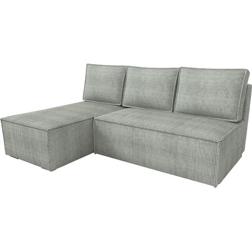 BroMARKT Ecksofa mit Schlaffunktion Hector Grau Cord Links