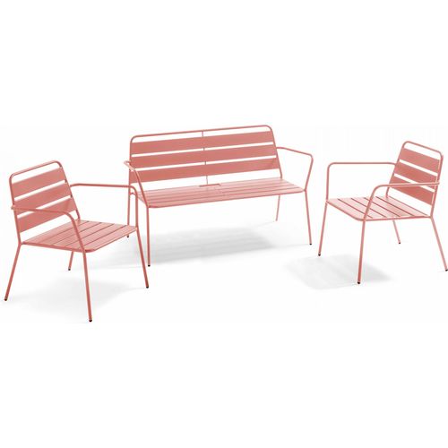Gartenmöbel aus pulverbeschichtetem Stahl, 4 Plätze Lehm - Oviala Palavas