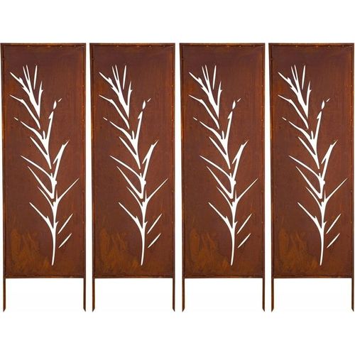 Sichtschutz Metal 4x - 160 x 50 cm - Edelrost - Rostoptik Sichtschutz für Garten - Sichtschutzelement - Sichtschutzwand - Gartendekoration Zaun Rost