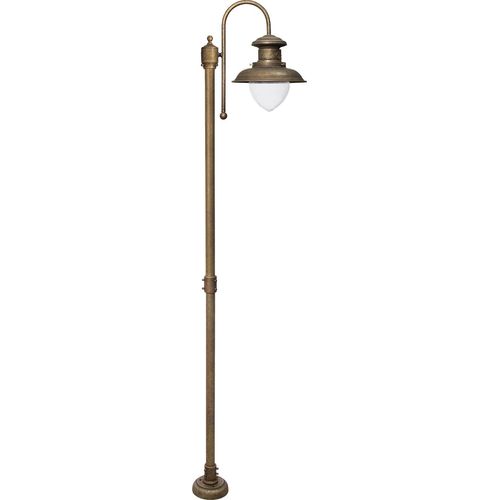 Außenlampe Echt-Messing Glas 210 cm IP44 in Bronze Antik matt E27 Maritim Stehlampe außen
