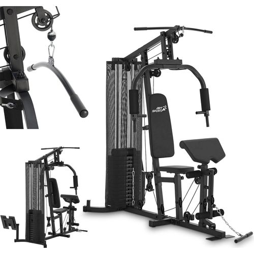 ArtSport Kraftstation ProfiGym 3000 - 14 Gewichte, 77 kg - Bizeps, Lattzug, Butterfly - Schwarz