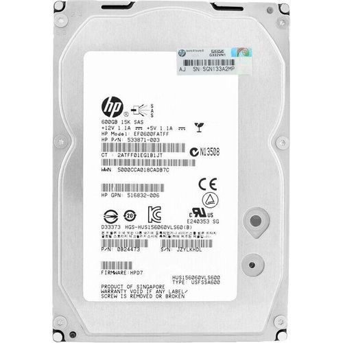 HPE 600GB Hard Drive 15000RPM 3.5-inch 6G SAS Hard Drive, 600 GB, 15000 RPM, 3.5", SAS
