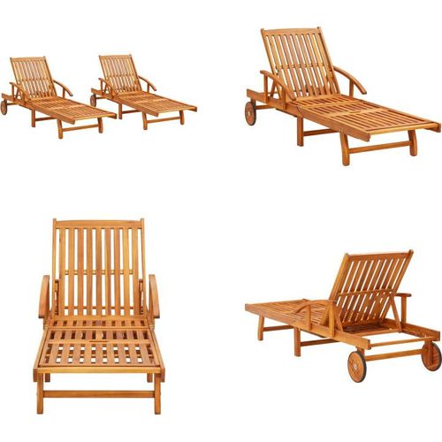 vidaXL Sonnenliegen 2 Stk. Massivholz Akazie - Gartenliege - Gartenliegen - Sonnenliege - Sonnenliegen