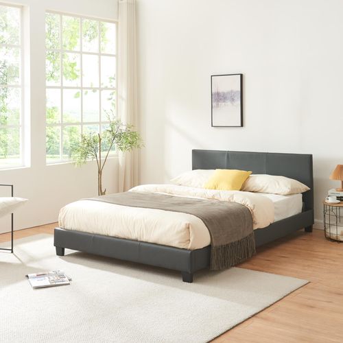 Kunstlederbett 'Albacete' 140x200cm Dunkelgrau