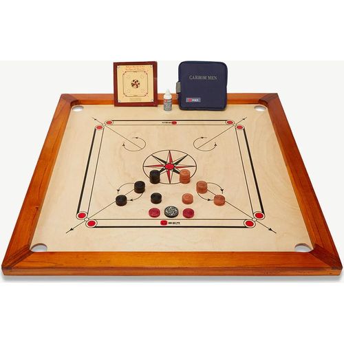 Carrom Set- 7kg, Topspiel aus Asien- aus ECO-holz, mit Transporttasche fur die Steine