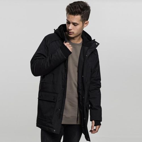 Urban Classics - Herren HOODED HEAVY Thumbhole Parka BLACK S