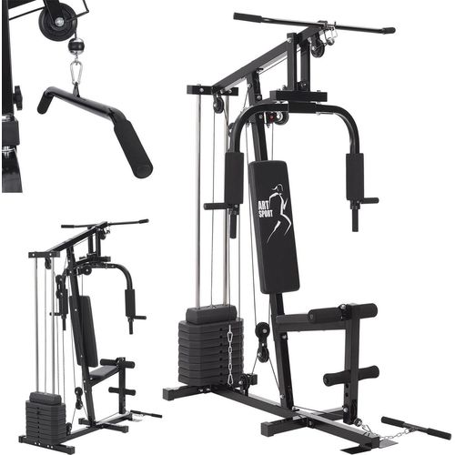 ArtSport Kraftstation ProfiGym 2000 mit Latzug- & Butterflystange, Seilzug & Beinstrecker - 9 Gewichte mit 40kg - Multistation Krafttraining Zuhause