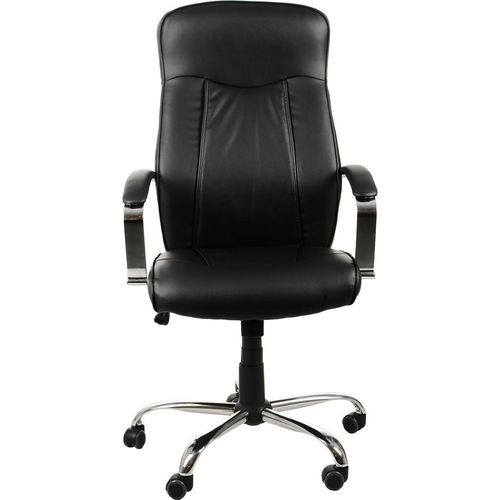 Drehbarer ergonomischer Bürostuhl ZN-9152, gepolstert mit ökologischem Leder, Kippfunktion, weiche Rollen, schwarz