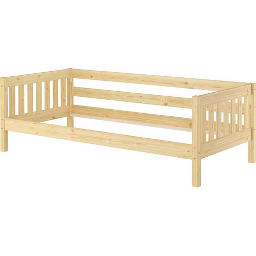 Gemütliches Kinderbett mit dreiseitiger Sicherung 90x200 cm Kiefer V-60.29-09mit Kindersicherung unten