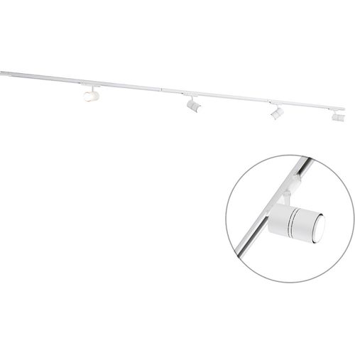 Modernes 3 Phasen Schienensystem mit 4 Strahlern Weiß 3 Phasen Ruler