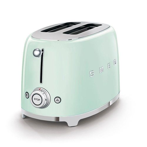 SMEG Edelstahl Toaster 2 Scheiben 6 Modi, Hochglanz, Auftaufunkton, 2 kurze Schlitze, für 2 Scheiben, 950,00 W, Auftauen, Rösten, Stopp